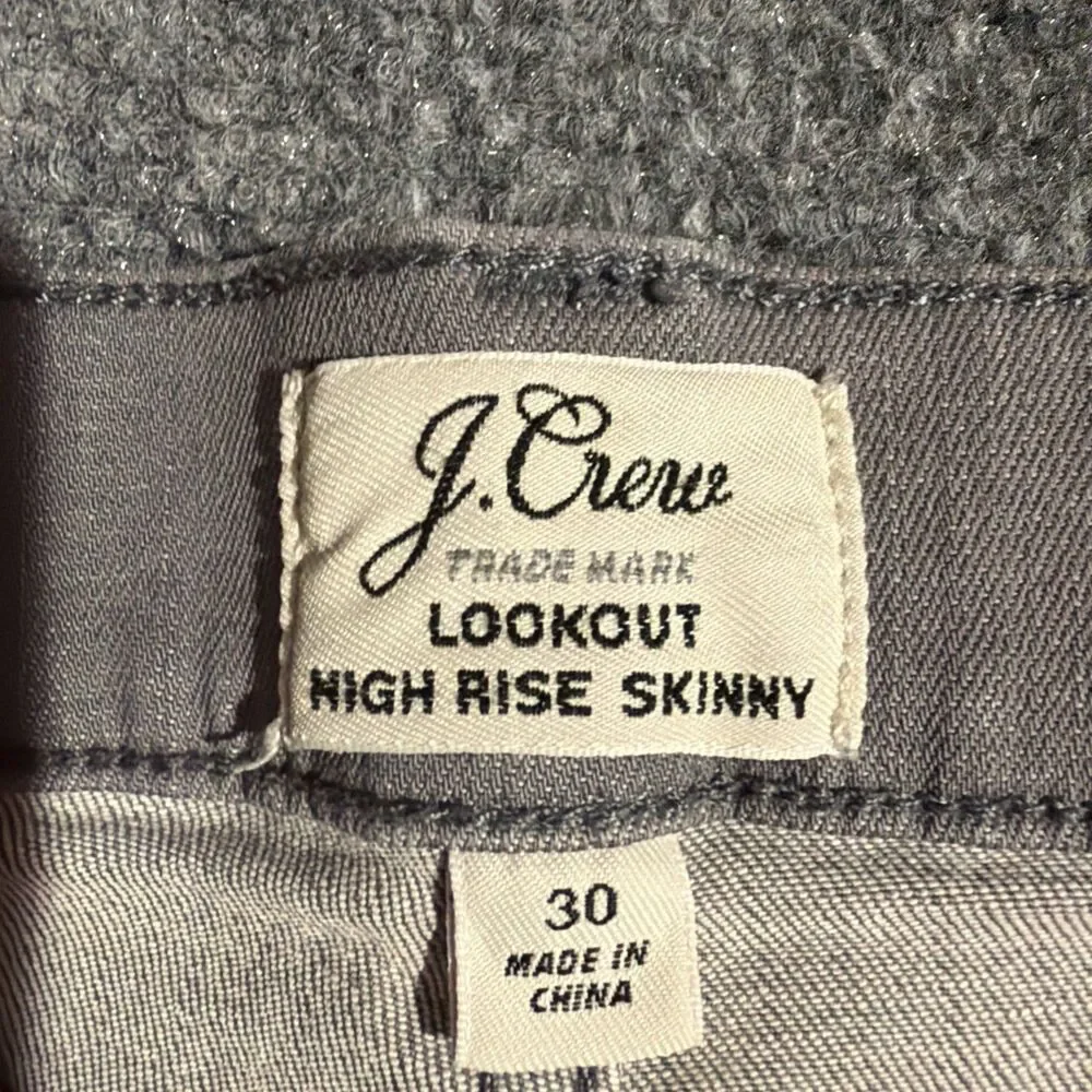 J Crew Denim Jeans Womens Size 30 Gray Lookout High Rise Skinny Stretch